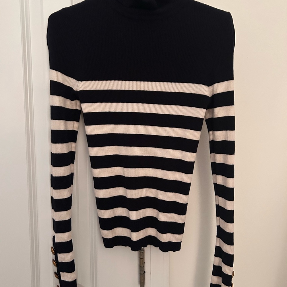 A.L.C. Desi Striped Ribbed Turtleneck Sweater Size S / P